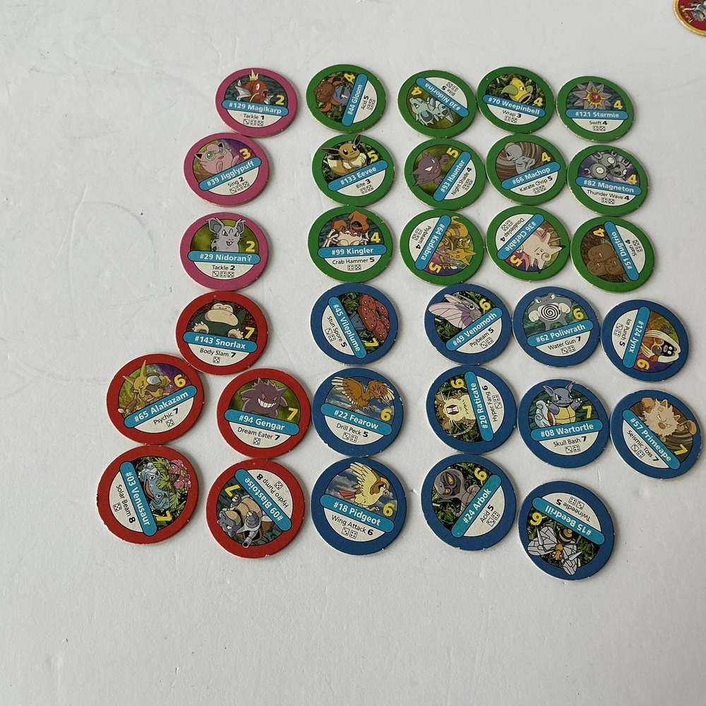 Pokemon Tazo‎ Lot 31 Gengar Snorlax Blastoise Alakazam Vintage 90s